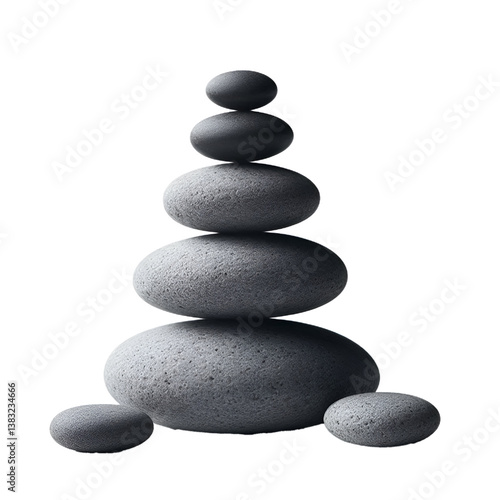 Pyramid of 3 Zen stones pebble rock white background