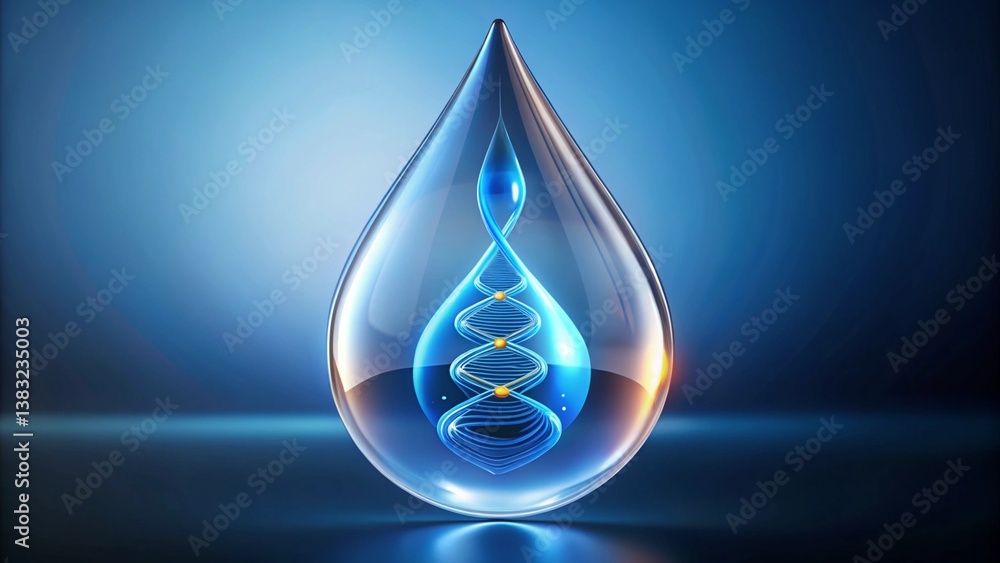 Fototapeta premium A 3D-rendered medical icon of a droplet with a DNA helix inside