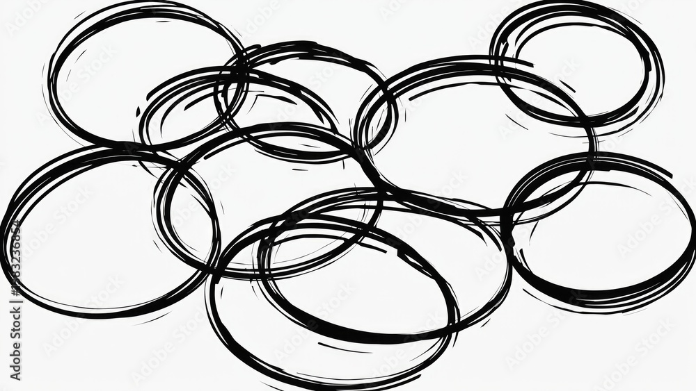A collection of black circles against a white background A collection of black circles against a white background