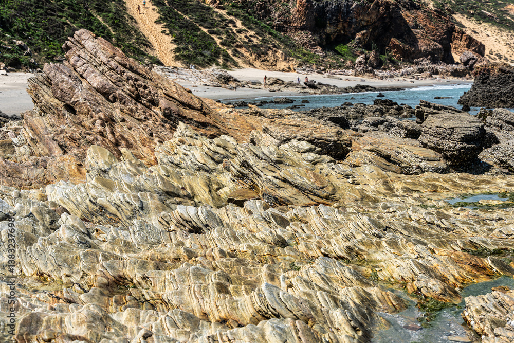 Trail along the coast and beaches from Jericoacoara to Pedra Furada in Ceara State, Brazil.