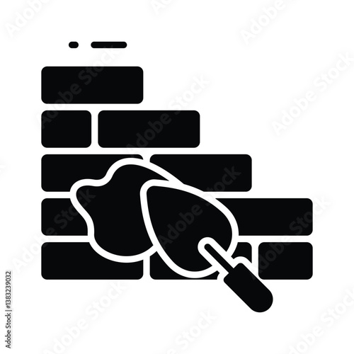 Visually appealing glyph icon depicting bricklaying