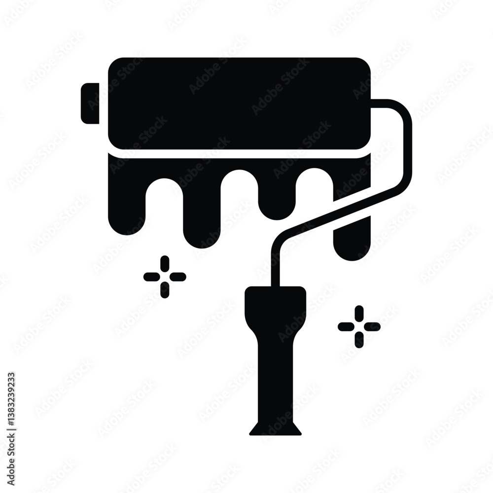 Ready to use glyph icon showing paint roller Ready to use glyph icon showing paint roller