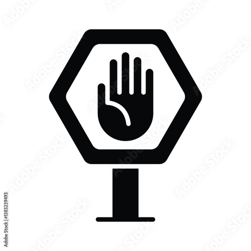 An amazingly designed glyph style icon of stop sign