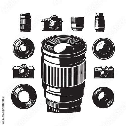 set of photo cameras