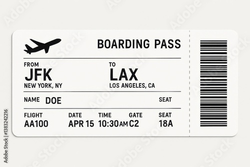  airport boarding pass on a white background 