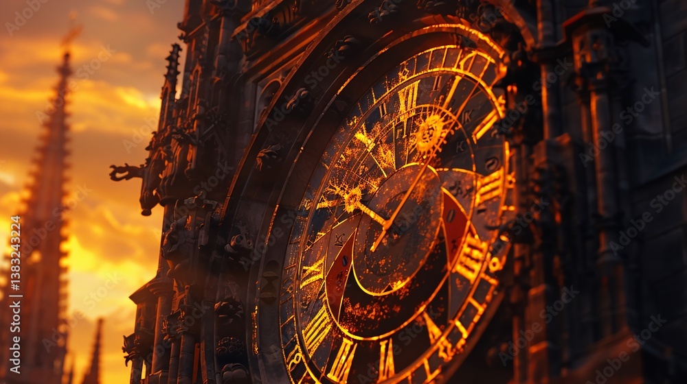 Fototapeta premium Detailed Close-Up of an Intricate Clock Tower Showcasing Stunning Architecture