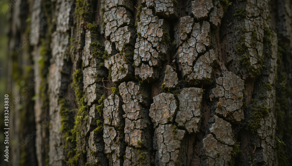 Obraz premium Textured Bark: A close-up view showcases the intricate textures and rugged beauty of aged tree bark, capturing the essence of time, growth, and resilience.