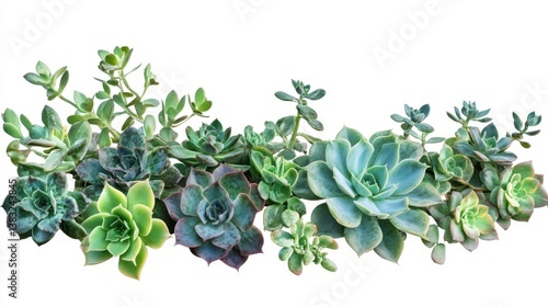 Wallpaper Mural Succulent serenity: a harmonious assemblage of verdant rosettes and textured foliage on a clean white canvas. Torontodigital.ca