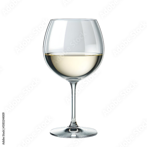 White wine glass isolated on white background