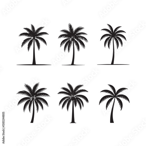 Stunning Black and White Palm Tree Multiple Silhouette Design