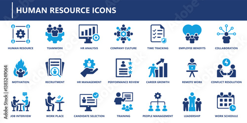 human resources icon pack, solid icon collection