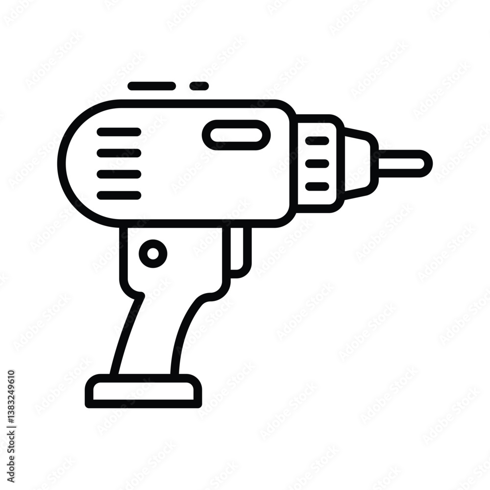 Ready to use linear style icon of electric drill machine Ready to use linear style icon of electric drill machine