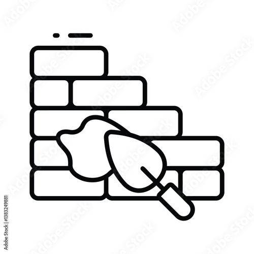 Visually appealing outline icon depicting bricklaying