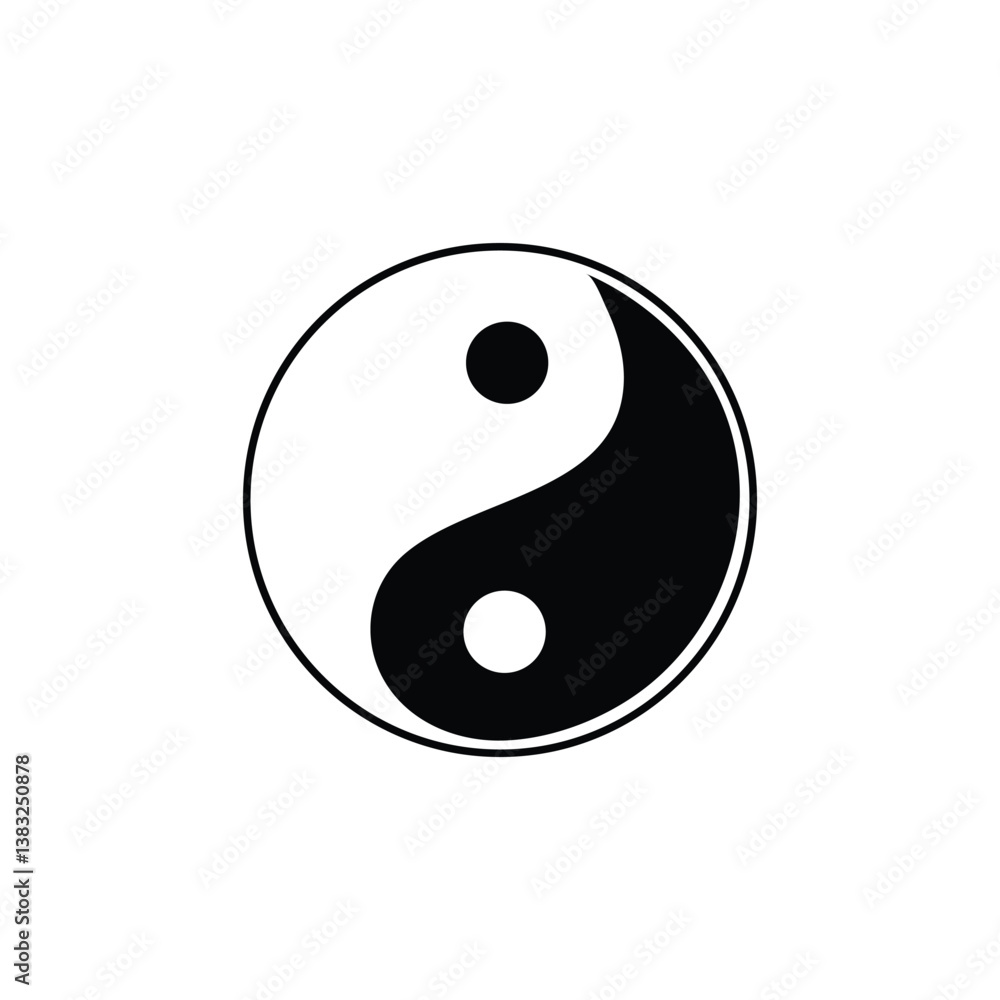 One continuous line drawing of Yin yang symbol sign. Tattoo design. Editable stroke. Outline vector illustration One continuous line drawing of Yin yang symbol sign. Tattoo design. Editable stroke. Outline vector illustration