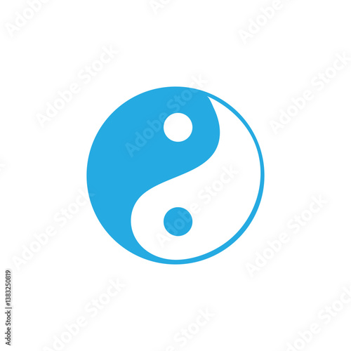 One continuous line drawing of Yin yang symbol sign. Tattoo design. Editable stroke. Outline vector illustration