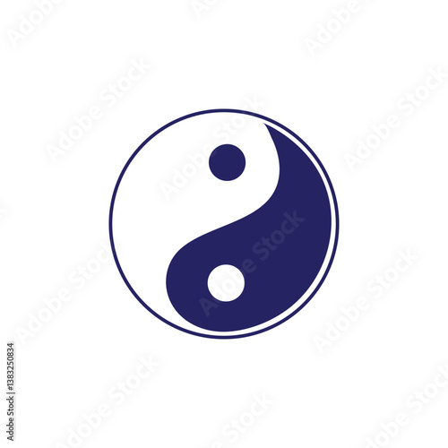One continuous line drawing of Yin yang symbol sign. Tattoo design. Editable stroke. Outline vector illustration