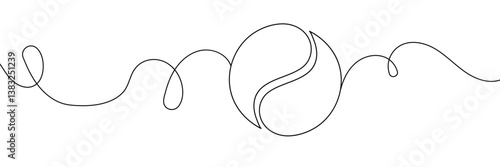 One continuous line drawing of Yin yang symbol sign. Tattoo design. Editable stroke. Outline vector illustration