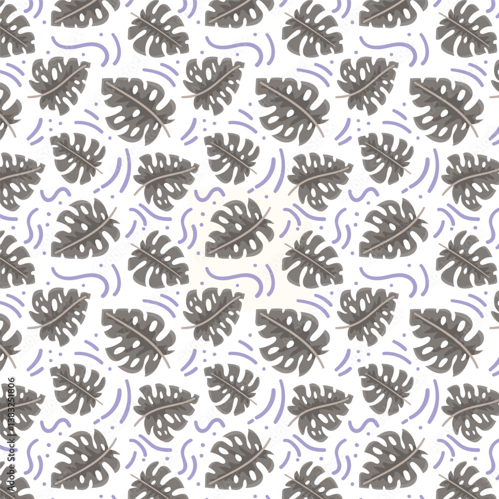 Obraz premium tropical plants pattern. hand drawn tropical plants vector background.