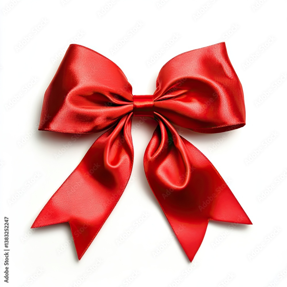 Fototapeta premium Red satin ribbon bow