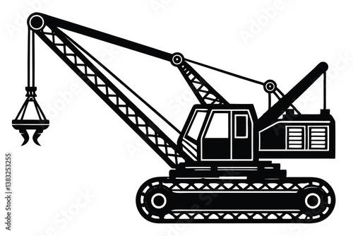 Crawler crane vector icon silhouette