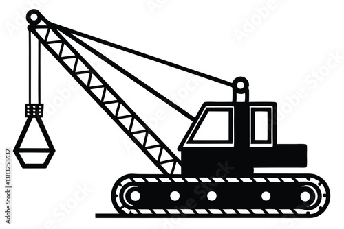 Crawler crane vector icon silhouette