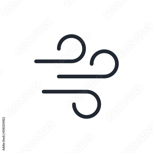 Wind editable stroke outline icon isolated on transparent background flat vector illustration. Pixel perfect.