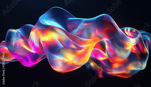 Vibrant Abstract Colorful Light Waves on Dark Background