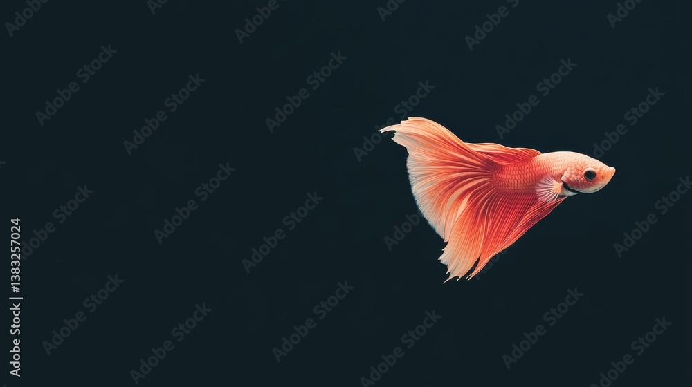 Fototapeta premium Elegant Betta Fish Swimming Against Dark Background 
