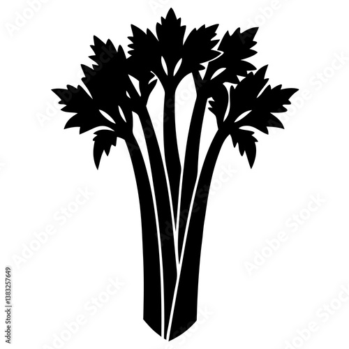 celery silhouette vector icon white background 