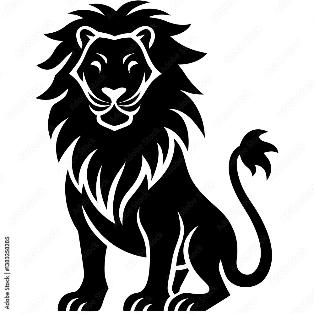 Obraz premium lion sitting silhouette vector icon white background