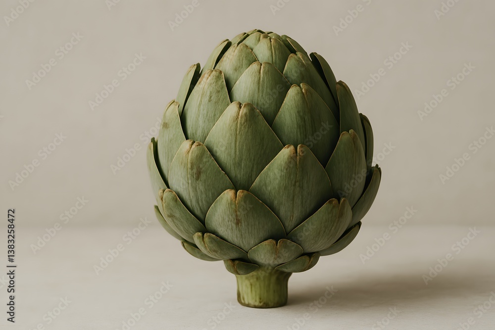 Obraz premium Artichoke on a simple background showcasing its unique texture.