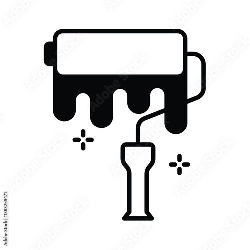 Ready to use glyph icon showing paint roller