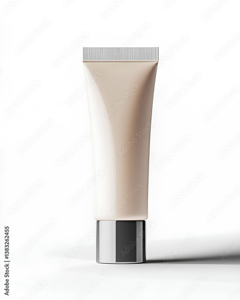 Ivory matte cosmetic tube with closed cap casting shadow on clean white background Ivory matte cosmetic tube with closed cap casting shadow on clean white background
