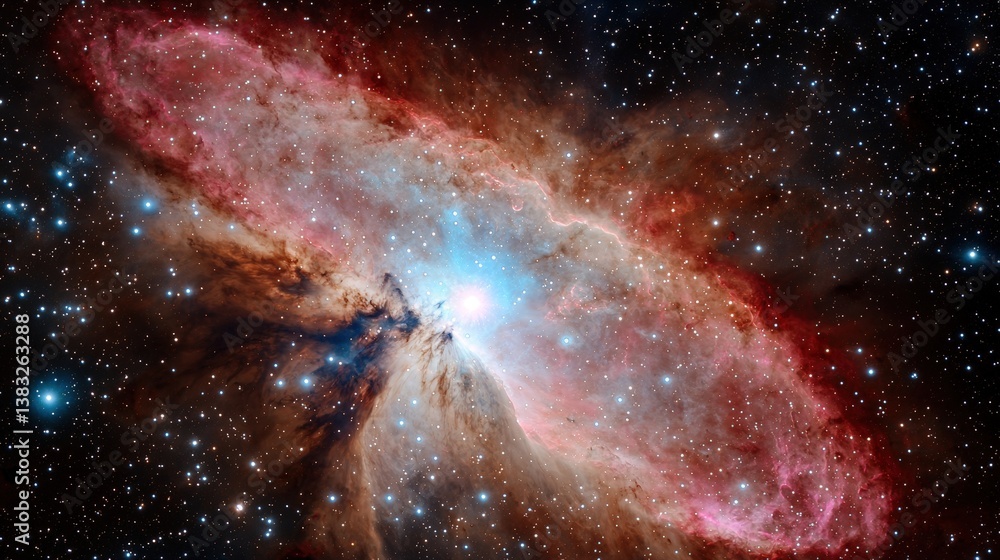 Obraz premium A stunning cosmic image showcasing a colorful nebula surrounded by twinkling stars, illustrating the beauty of the universe.