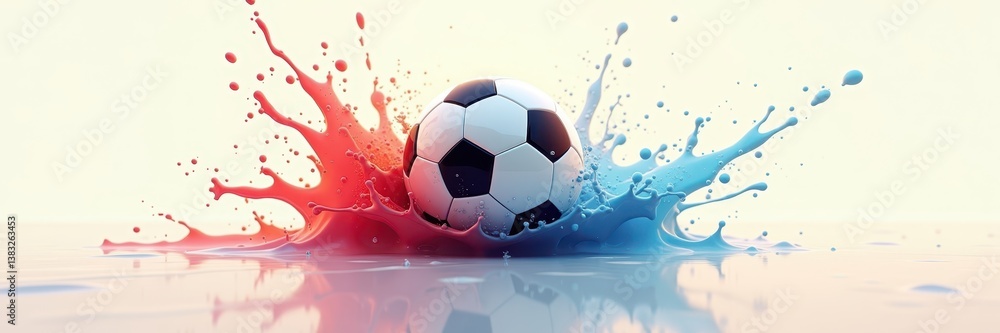 Naklejka premium Colorful Impact: Soccer Ball Paint Explosion