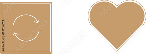 Return box and heart wishlist icons · Flat UI vector set for ecommerce apps, checkout pages and product interaction. Vector icons for returns and wishlists · Ecommerce interface visuals 