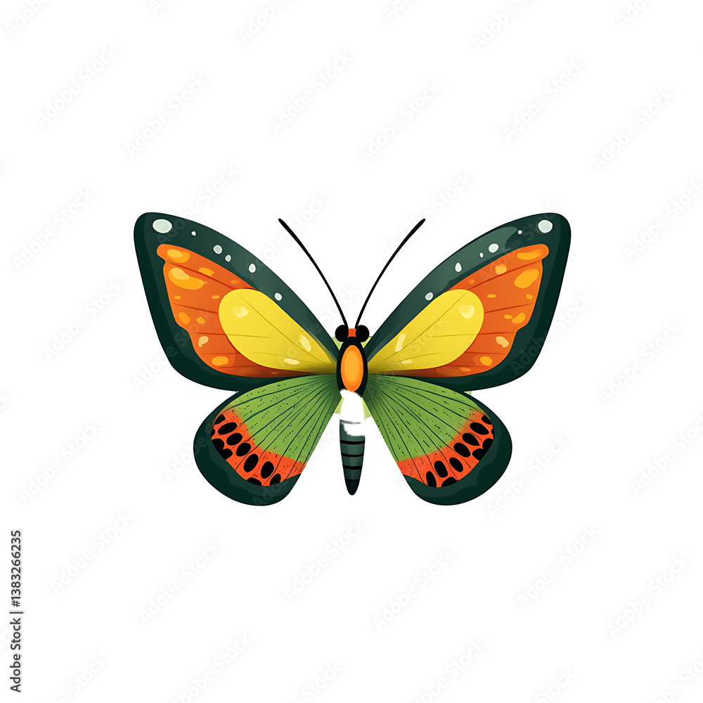 Fototapeta premium Cute butterfly with patterned wings, icon