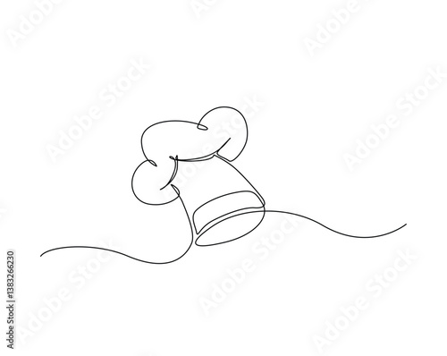 Chef hat outline drawing illustration. one continuous line drawing of cook hat uniform.