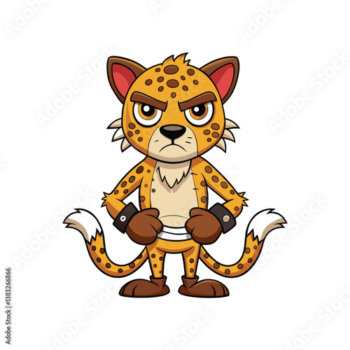  Worried Cheetah Engaged in Cross Stitch Vector Illustration