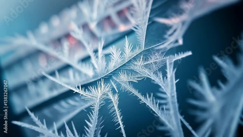 Frosty winter patterns on the glass.