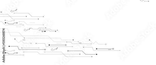 Abstract grey circuit line technology pattern on white background, futuristic vector illustration of digital circuitry design for tech backgrounds	