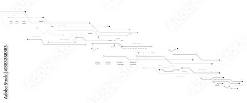 Abstract grey circuit line technology pattern on white background, futuristic vector illustration of digital circuitry design for tech backgrounds	