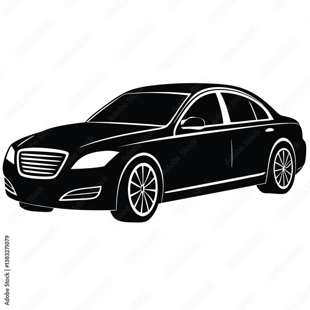 Obraz premium Sedan Silhouette Line Art Perfect for Web, Mobile & Print Design