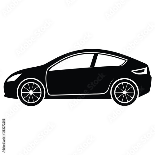 Simple Electric Car Silhouette  High-Quality Vector for Sustainable Branding