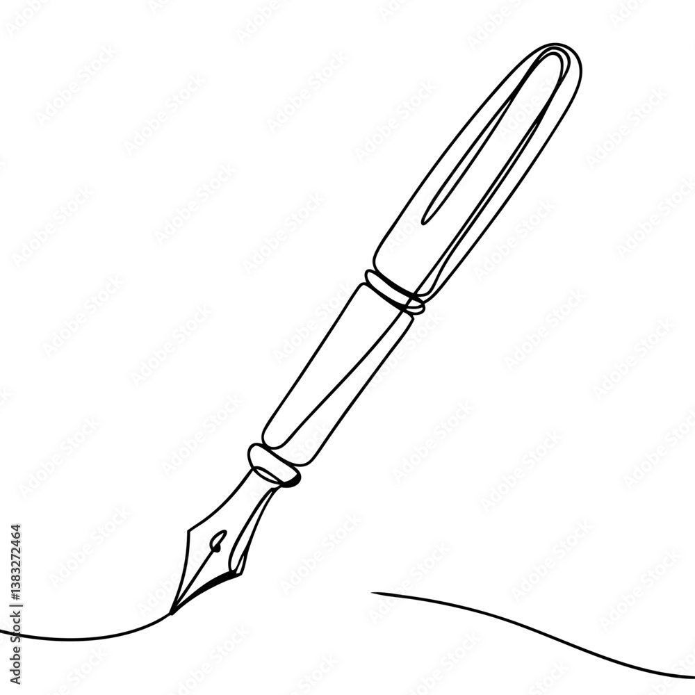 Fototapeta premium Elegant fountain pen drawing on paper 