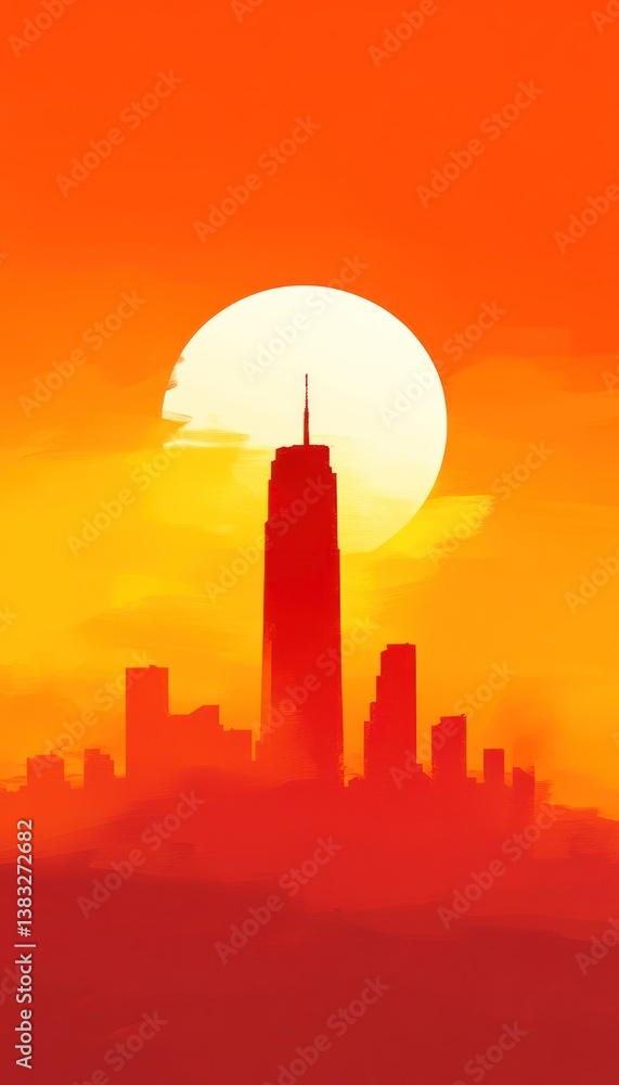 Naklejka premium Cityscape sunset