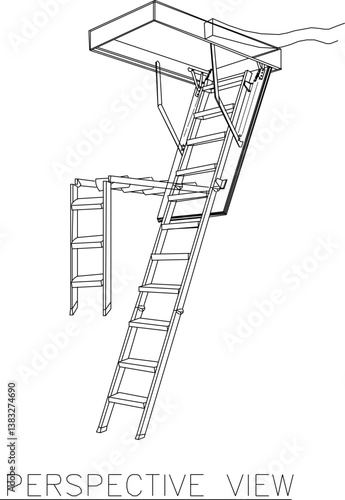 silhouette design vector illustration sketch Ladder and stepladder