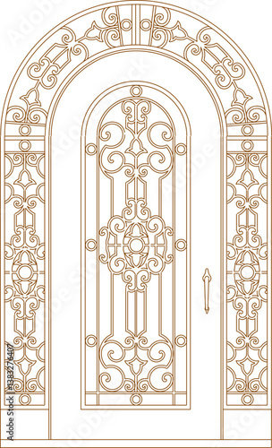 silhouette design vector illustration sketch image of iron fence gate trellis classic vintage minimalist ethnic europe 