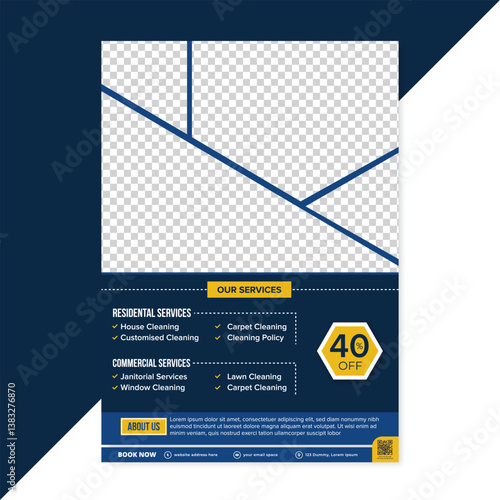 Editable Print flyer for cleaning service agency and housemaid flyer, housekeeper, home maid service flyer or poster,  laundry service flyer or leaflet business marketing advertising design