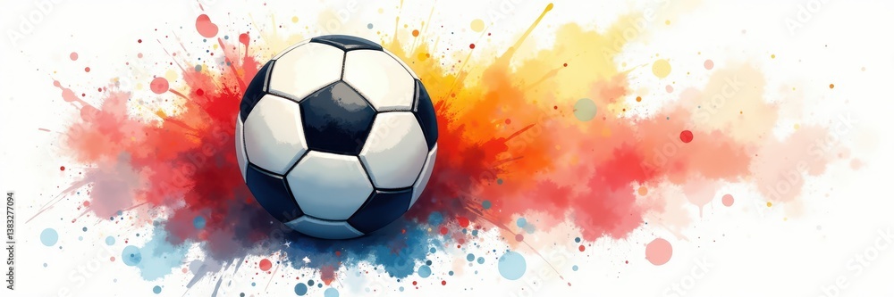 Fototapeta premium Soccer Ball Burst of Color and Dynamic Energy
